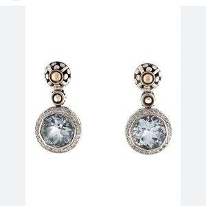 John Hardy Batu sari 18k 925 diamonds Blue topaz earrings